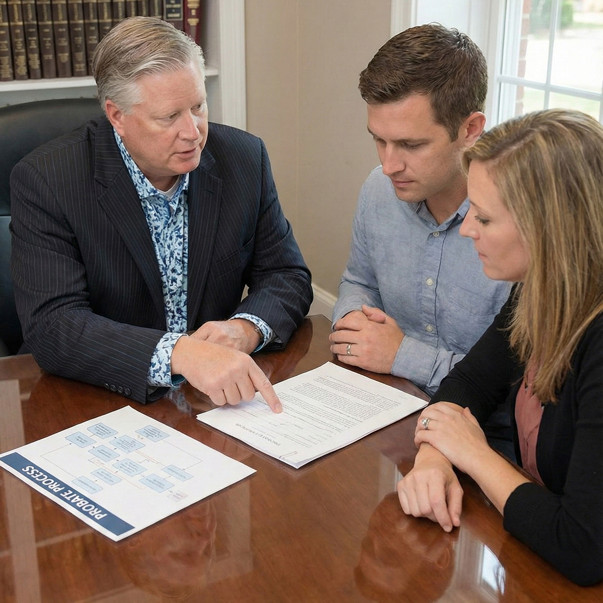 Chris Dumm explaining the probate process to clients